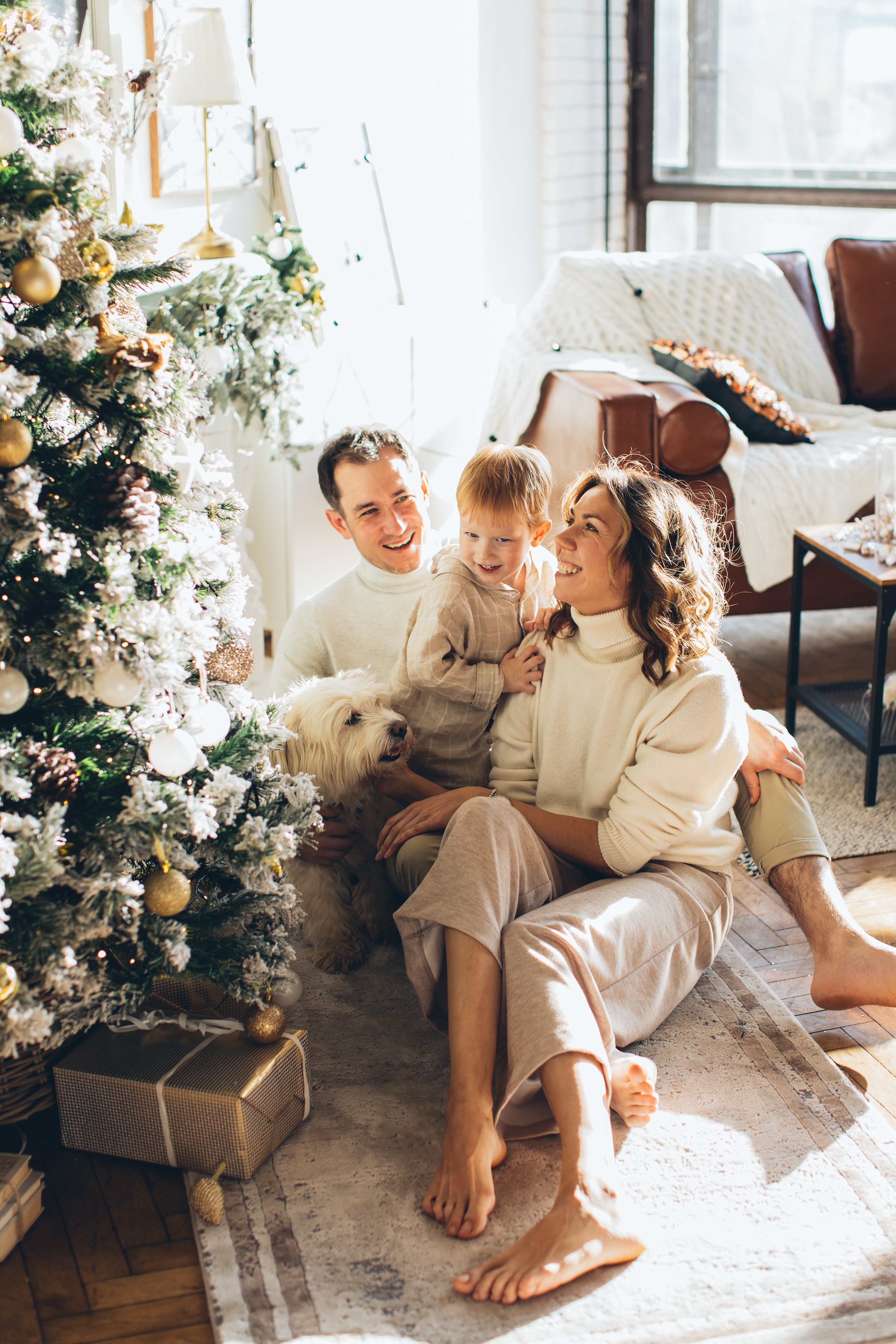 Happy family enjoying comfort at home